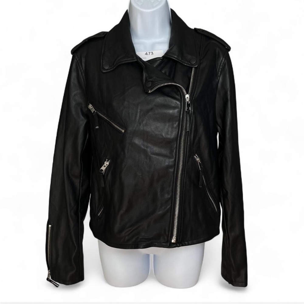 American Eagle Black faux leather moto jacket